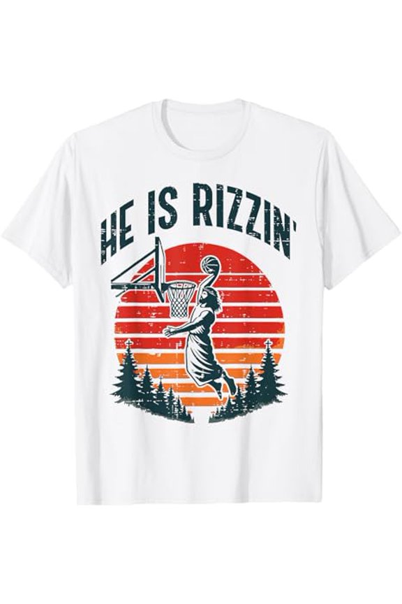 Retro Basketball Dunk Sunset Graphic Print Comfort Colors Unisex Cotton T-Shirt, Size S-3XL