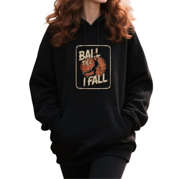 Retro Basketball Hoodie for Men and Women, Unisex Pullover Hooded Sweatshirt, Comfortable Cotton Poly Blend, Casual Streetwear for Sport Fans