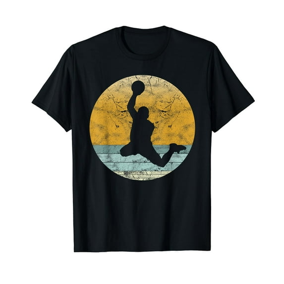 Retro Basketball Player Vintage Style Sport Gift Black T-Shirt Crew Neck Tee