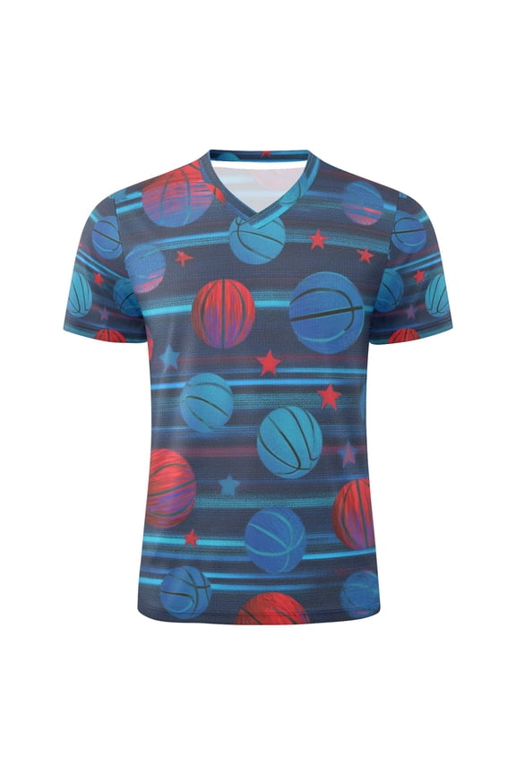 Retro Basketballs Stripes Stars Men's Sports Jerseys Athletic T-Shirt Football Referee Short Sleeves Shirt 3XL