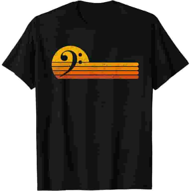 Bass Clef T-Shirt Creative Vintage Music Shirt Gift Bass Clef T-Shirt Creative Vintage Music Shirt Gift