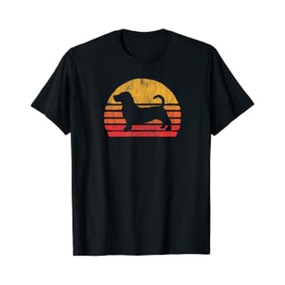 Retro Bassett Hound Sun - Vintage Dog Breed Design T-Shirt, Unisex T-Shirt