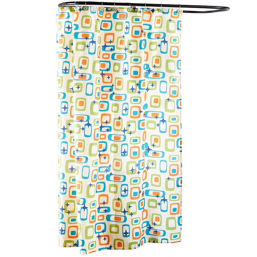 Retro Multicolor Polyester Geometric Shower Curtain