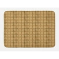 thumbnail image 1 of Retro Bath Mat, Grungy Look Print with Perpendicularly Interlocking Circles and 4 Leaf Plants, Plush Bathroom Decor Mat with Non Slip Backing, 29.5" X 17.5", Caramel and Tan, by Ambesonne, 1 of 2