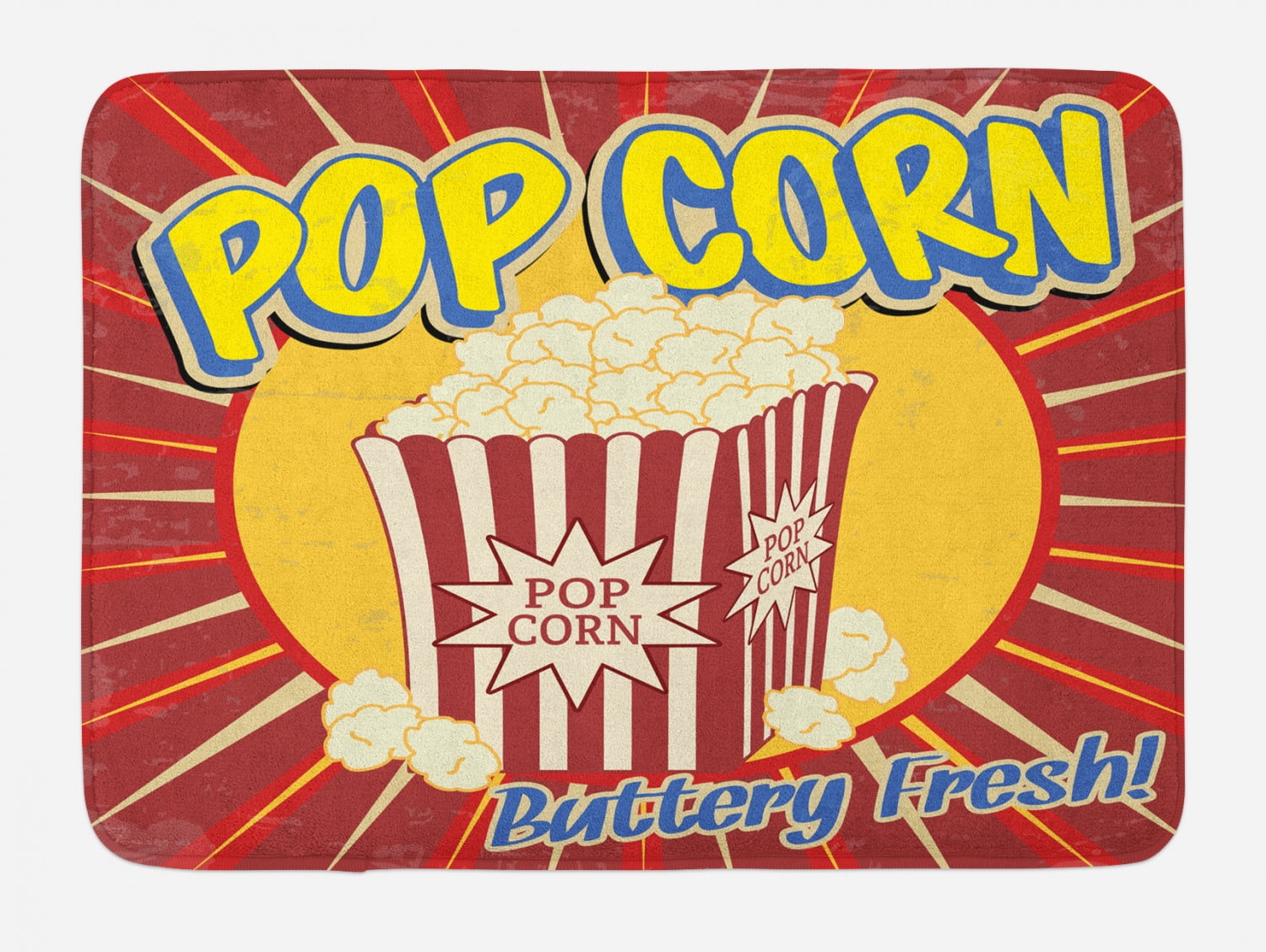Retro Multicolor Popcorn Print Memory Foam Bath Rug