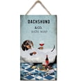 thumbnail image 1 of Retro Bath Soap Dachshund Wooden Hanging Sign Dog Lovers Gift Bathtub Animal Wall Art Funny Bathroom Decor for Home Office Cafes Bar Club Housewarming Gift Shabby Signs 6x12 Inches, 1 of 6