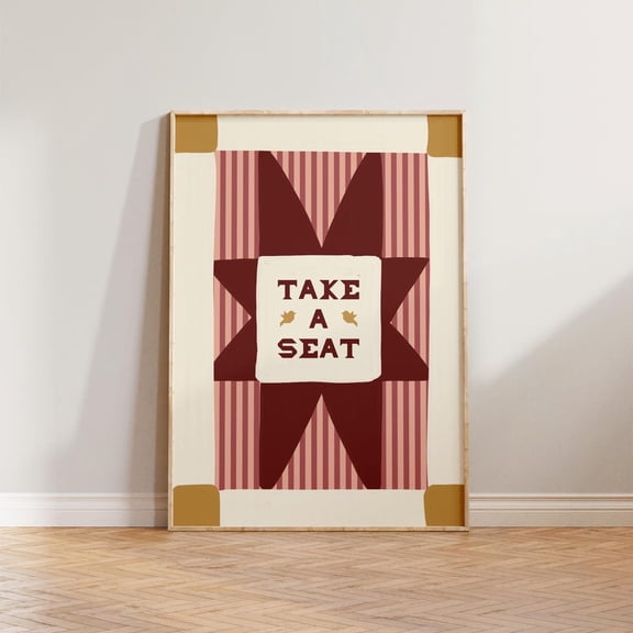 Retro Bathroom Wall Art, Funny Toilet Print, Retro Patchwork Wall Art, Striped Bathroom Wall Art, Take A Seat Loo Print, Prints For Bathroom, Poster Only