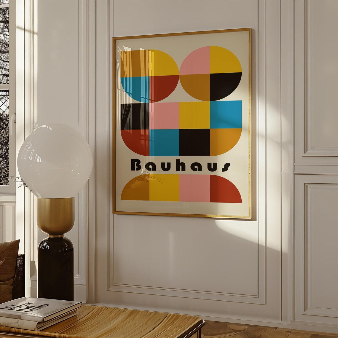 Retro Bauhaus Geometric Art Print Colourful Wall Poster Minimalist ...