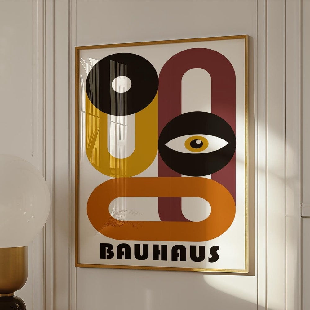Retro Bauhaus Geometric Wall Art With Bold Colour Poster Bauhaus Wall ...