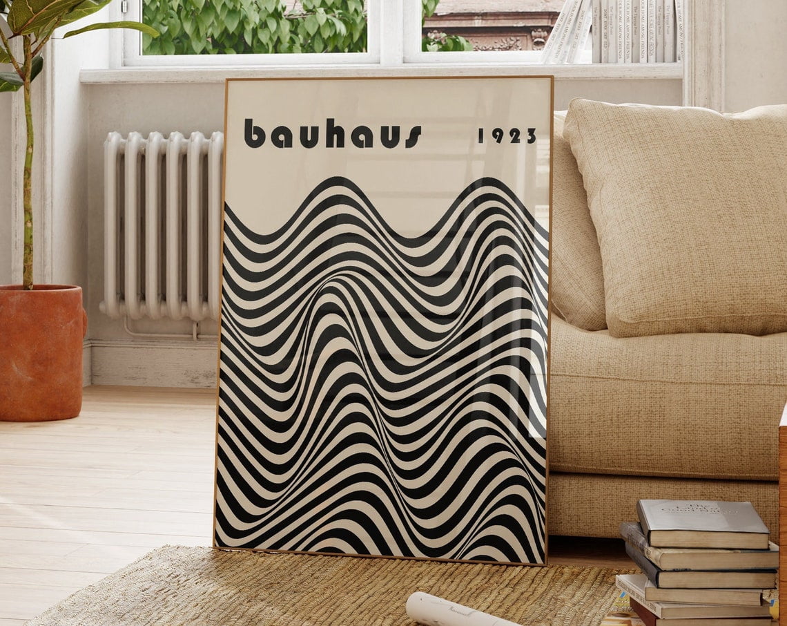 Retro Bauhaus Wall Art Bauhaus Poster Mid Century Modern Geometric ...