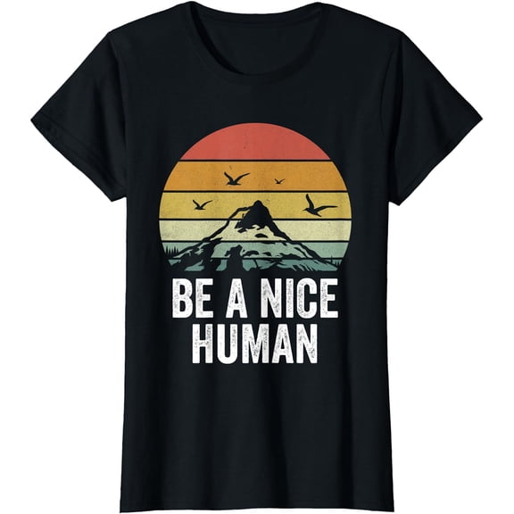 Retro Be A Nice Human Inspirational Kindness Mindfulness T-Shirt