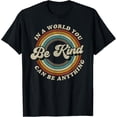 thumbnail image 1 of Retro Be Kind Graphic T-Shirt Vintage Inspirational Quote Tee Men Women Unisex 70s Style Rainbow Circle Design, 1 of 6