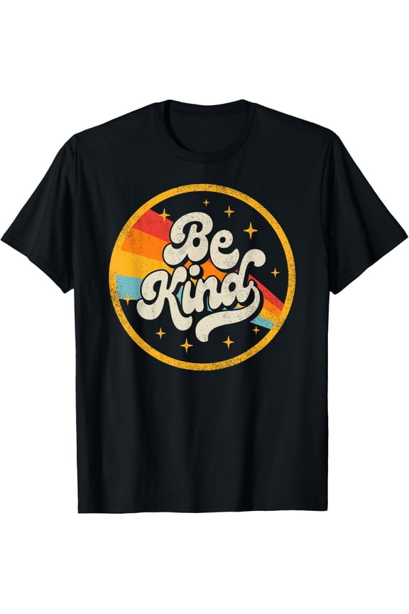 Retro Be Kind Graphic Tee Vintage 70s Style Inspirational Positive Message Unisex Short Sleeve T-Shirt for Men Women