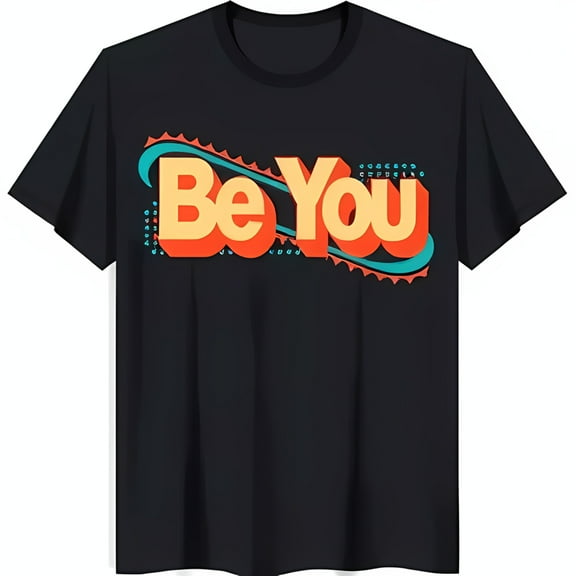 Retro 'Be You' Graphic Black T-Shirt Bold Vintage Design in Bright Colors
