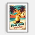thumbnail image 1 of Retro Beach Drink Print: Timeless Island Charm - Illustration Tropical Cocktail Vintage Poster Summer Beach Palm Tree Fruit Black Framed Wall Art Print 8 x 12 inches, 1 of 7