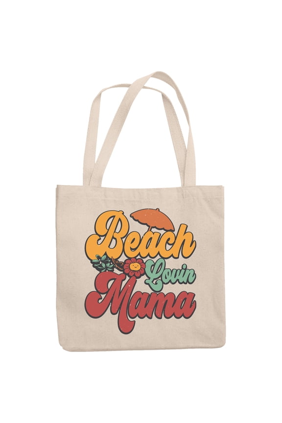 Retro Beach Lovin' Mama, 12oz Canvas Tote Bag