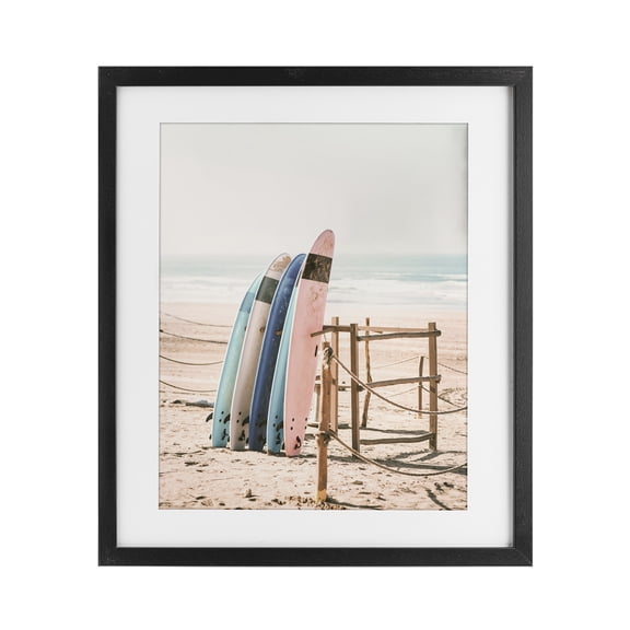 Stupell Industries Retro Beach Surfboards Leaning Black Framed Print Under Glass, design by Sisi and Seb, 16 x 13