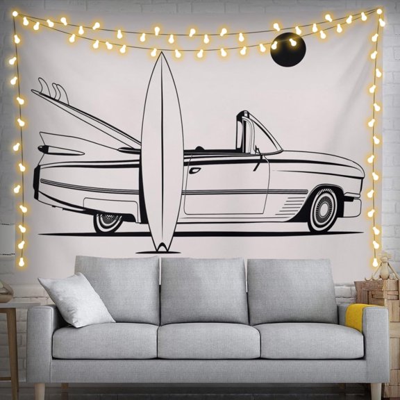 Retro Beach Surfing Board Tapestry Wall Hanging Room Decor 60 x 40 Inch 150 x 100 cm for Bedroom Living Room Dorm