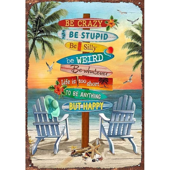 Retro Beach Surfing Boards Metal Tin Sign Vintage Style Wall Decor 8 x 12 Inch