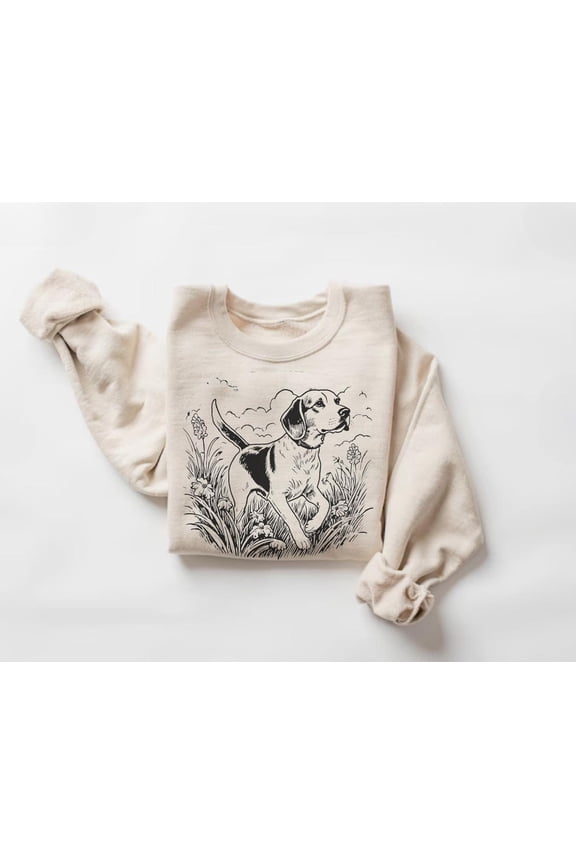 Retro Beagle Sweatshirt, Dog Sweater, Nature Crewneck, Cozy Outdoor Apparel, Nature Lovers 502 Sweatshirt All Size S-5XL