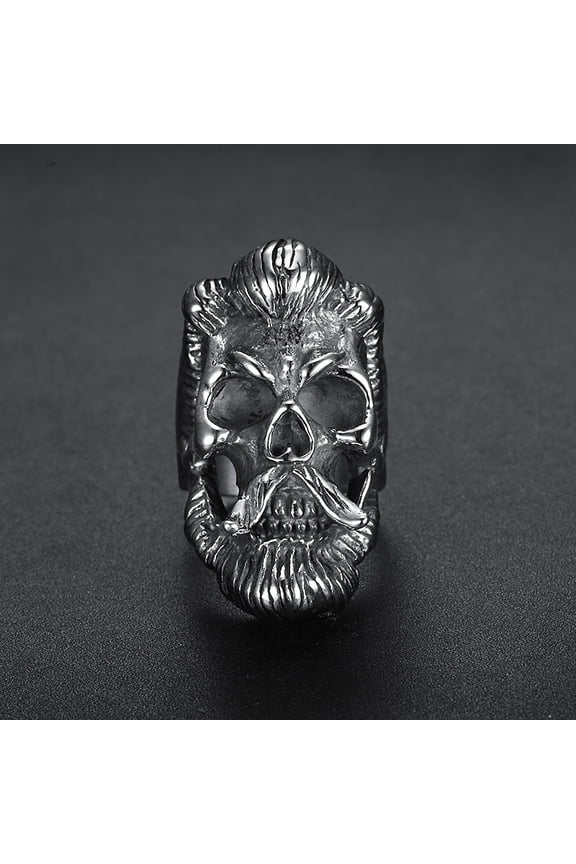 Retro Beard Skull Ring Stainless Steel