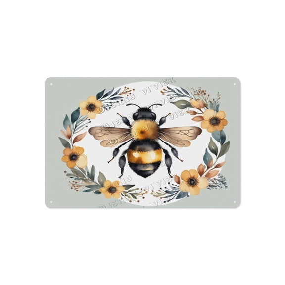 Retro Bee Aluminum Metal Sign, 8 x 12 Inches, Ideal for Your Café, Kitchen, or Man Cave with Creative Vintage Style, Adds Fun and Whimsy to Any Space