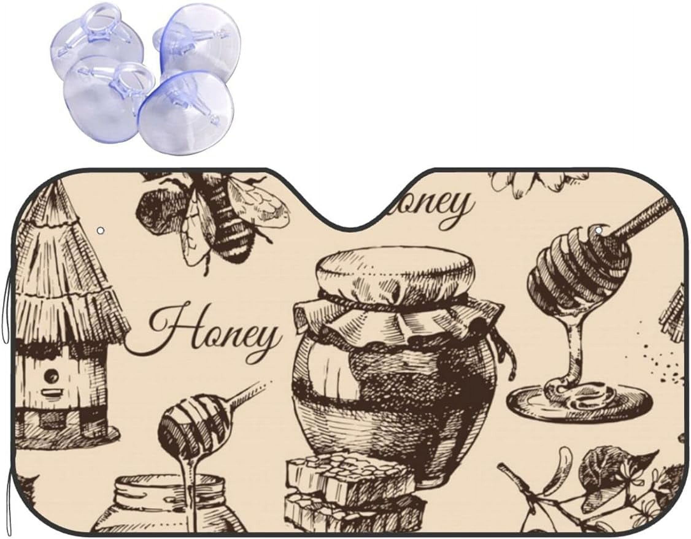 Retro Bee Honey Pattern Car Windshield Sun Shade Protector Keep Your