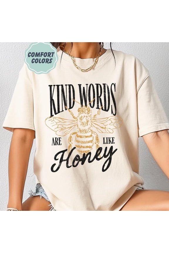 Retro Bee Shirt Kind Words Are Like Honey Positive Quote Tshirt Be Kind TShirt Boho Summer