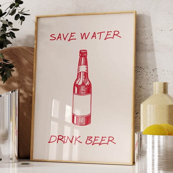 Retro Beer Print, Funny Bar Wall Art UNFRAMED PAPER POSTER, Home Decor, Vintage Gift, Living Room Dercor