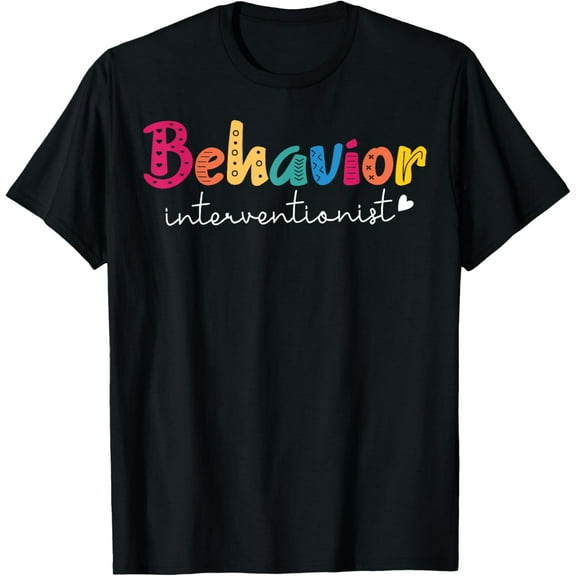 Retro Behavior Interventionist ABA Behavior Analyst Teacher T-ShirtMen and women, Black T-shirt, size: Extra large