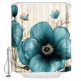 thumbnail image 1 of Retro Beige Blue Flowers Shower Curtain, 48" x 72", Vintage Background Pastoral Style Waterproof Bathroom Curtain Washable Shower Curtain Set with 12 Hooks, 1 of 6