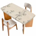 thumbnail image 1 of Retro Beige Flowers Table Cloths for 4 Foot Rectangle Tables, Rustic Abstract Floral Simple Art Patio Waterproof Elastic Fitted Tablecloths, Washable Rectangular Table Cover for Camping, 1 of 8