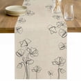thumbnail image 1 of Retro Beige Flowers Table Runner - 70 Inch Long Rustic Abstract Floral Simple Art Cotton and Linen Blended Dress Scarves Farmhouse Table Runner for Kitchen Dining, Coffee Table, 13" x 70", 1 of 8