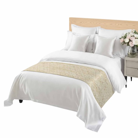 Retro Beige Geometric Bed Runner Twin Size Abstract Old Flower Pattern Stained Soft Bed Scarf for Foot of Bed, Decorative Bedding Scarf Protection for Hotel Home Bedroom 71 x 20 Inch