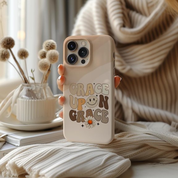 Retro Beige Grace Upon Grace Tough Phone Case, Dual-Layer Protective Cover for iPhone