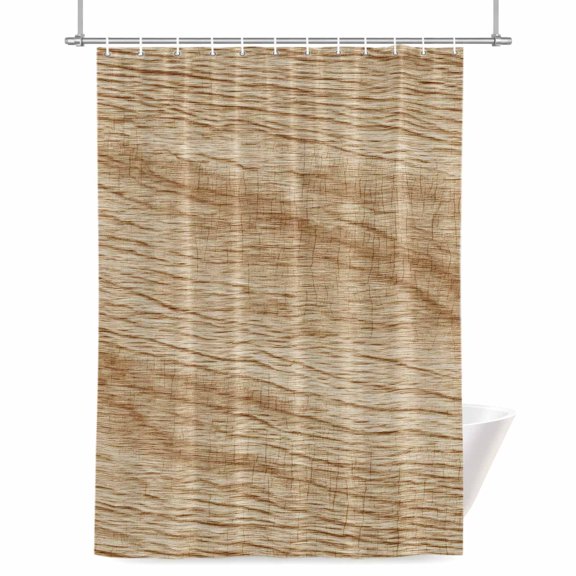 Retro Beige Wood Grain Shower Curtain, Rustic Board Texture Country Style Waterproof Shower Curtain Set with 12 Hooks Lightweight Bath Curtains Fabric Bathroom Decor 36x72 Inches