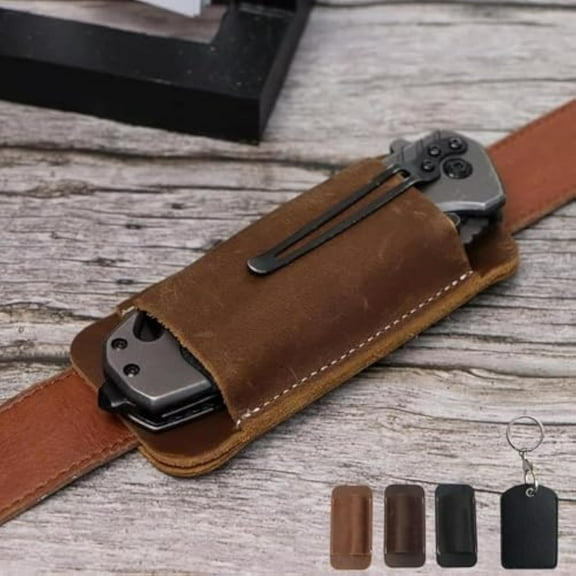 Retro Belt Carrying Leather Knife Scabbard Horizontally, Handmade Knife Holster, Knife Sheath for Belt, Horizontal Carry Leather Sheath, EDC Pocket Organizer for Men