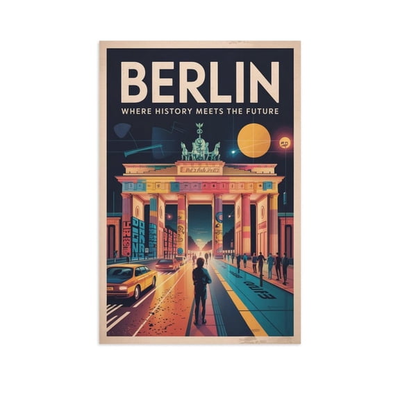 Retro Berlin City Poster Vintage German City Tourism Art for Walls Canvas Poster