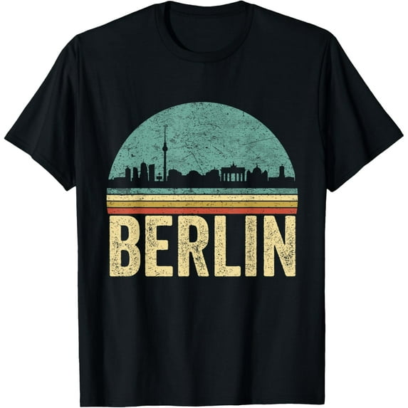 t-shirt Retro Berlin Souvenir German Capital City Skyline Berlin T-Shirt mens,black,women,funny,men,journey,Crew Neck, Short Sleeve,printing