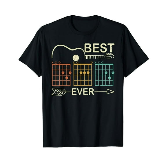 Retro Best Dad Ever D A D Chord Guitar Guitarist Fathers Day T-Shirt