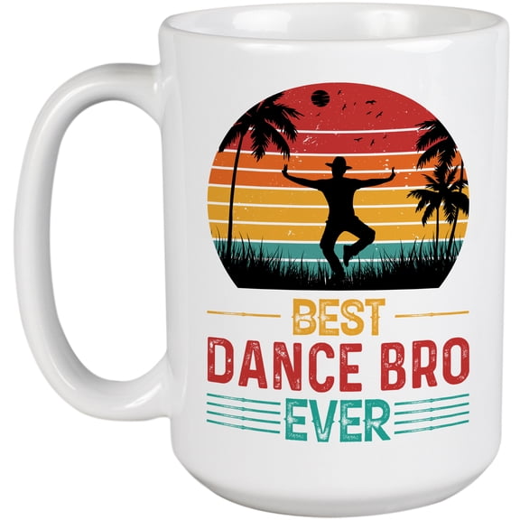 Retro Best Dance Bro Ever, Dancer Brother, White 15oz Ceramic Mug