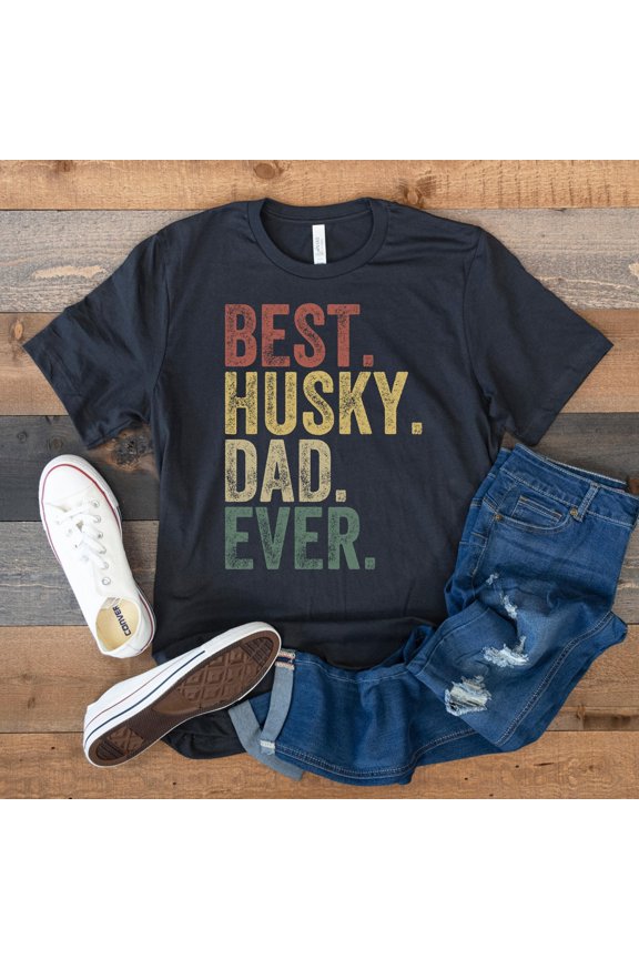 Retro Best Husky Dad Ever T-Shirt, Dog Lover Gift