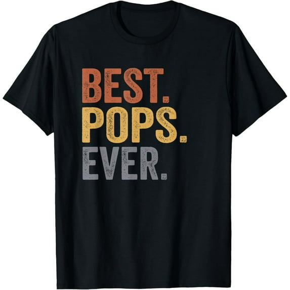 Retro Best Pops Ever Distressed Text Graphic T-Shirt for Men Short Sleeve Tee