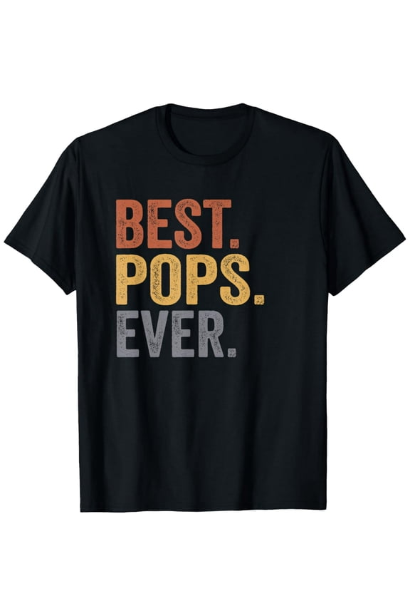 Retro Best Pops Ever Distressed Text Graphic T-Shirt for Men Short Sleeve Tee