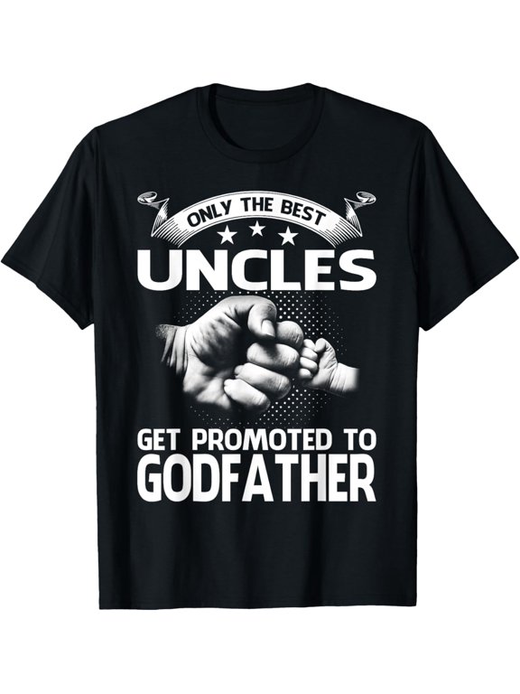Retro Only The Best Uncles Get Promoted To Godfather Men's Graphic T-Shirt, Funny Family Announcement Gift Apparel, Comfortable Cotton Short Sleeve Tee