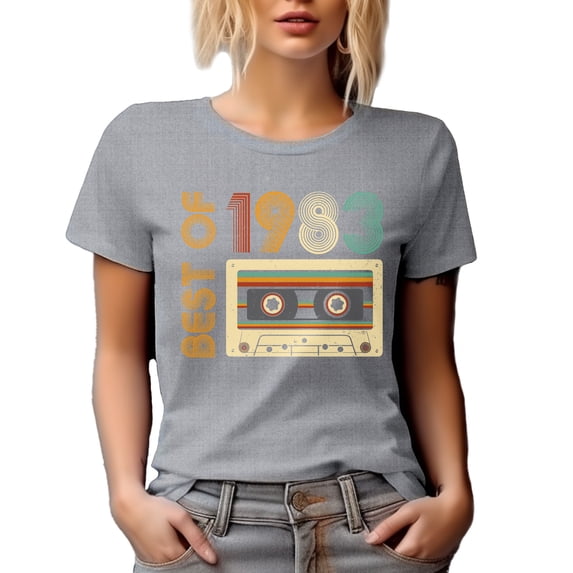 Retro Best of 1983, Retro Cassette Tape, Birthday Year, Heather Grey T-Shirt, Large
