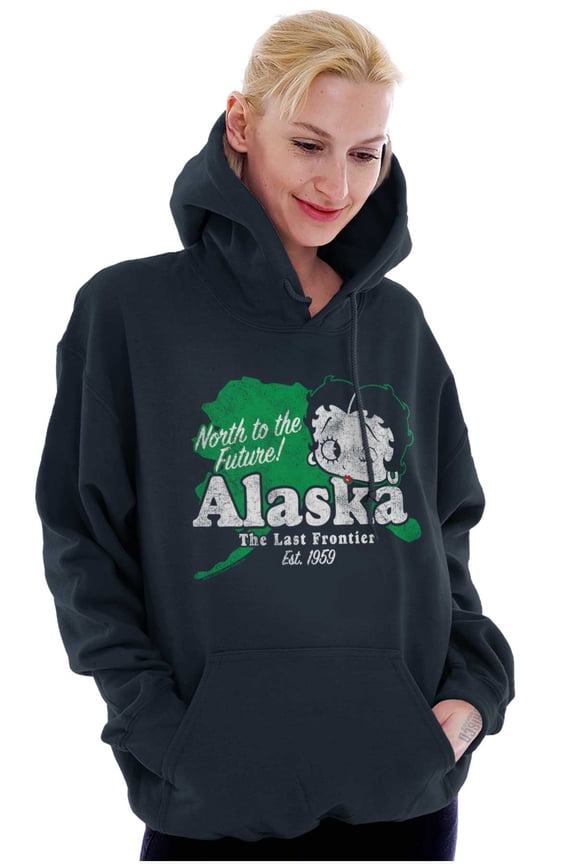 Retro Betty Boop Alaska State Outline Hoodie Sweatshirt Women Brisco Brands S