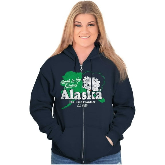 Retro Betty Boop Alaska State Outline Women Plus Size Zipper Hoodie Brisco Brands 4X