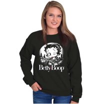 Retro Betty Boop Biker Cartoon Wink Women Crewneck Sweatshirt Brisco Brands S