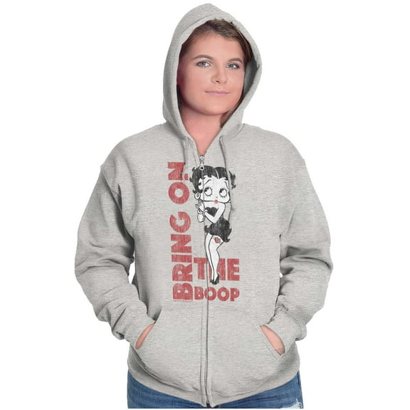Retro Betty Boop Cartoon Bring It On Women Plus Size Zipper Hoodie Brisco Brands 5X